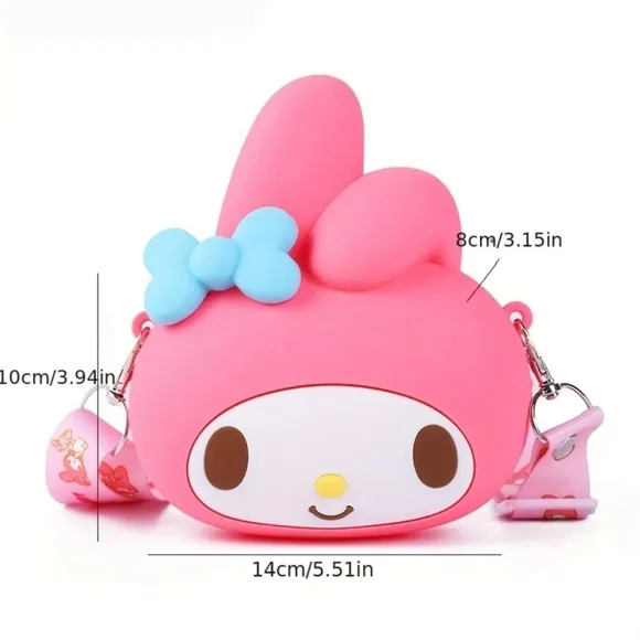 NWT! Sanrio My Melody Light Pink Trendy Kawaii Silicone Crossbody Purse NEW - Picture 4 of 7